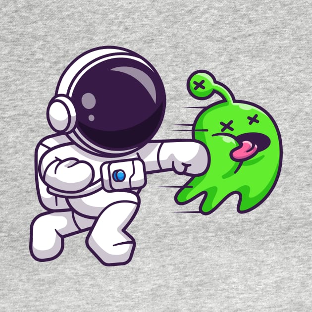 Cute Astronaut Smashing Allien Cartoon by Catalyst Labs